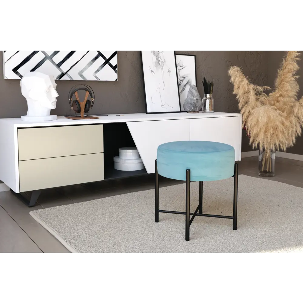 Банкетка Sheffilton SHT-B4 41x41x40 см металл цвет синий 86420695 STLM-2102069  - Вид №5