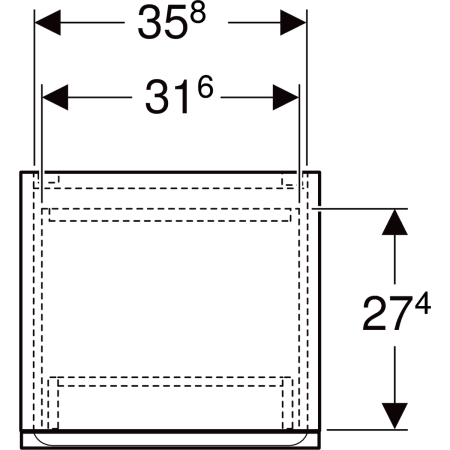 501.923.01.1 Высокий шкафчик Geberit Renova Plan с двумя дверями и одним выдвижным ящиком Geberit  - Вид №2