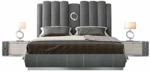 Caroti Односпальная и полукровная деревянная кровать в современном стиле с высоким изголовьем с мягким изголовьем. Concept Art.23 - temple