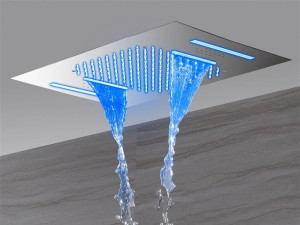 Прямоугольная потолочная душевая головка из нержавеющей стали с освещением