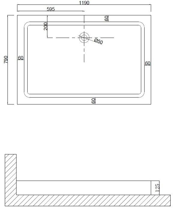 Душевой поддон NG- 120-80Q (120*80*13) квадрат, для 6610, 6810,6612,6812, 6617,6817 Niagara Nova 120801Q - Вид №1