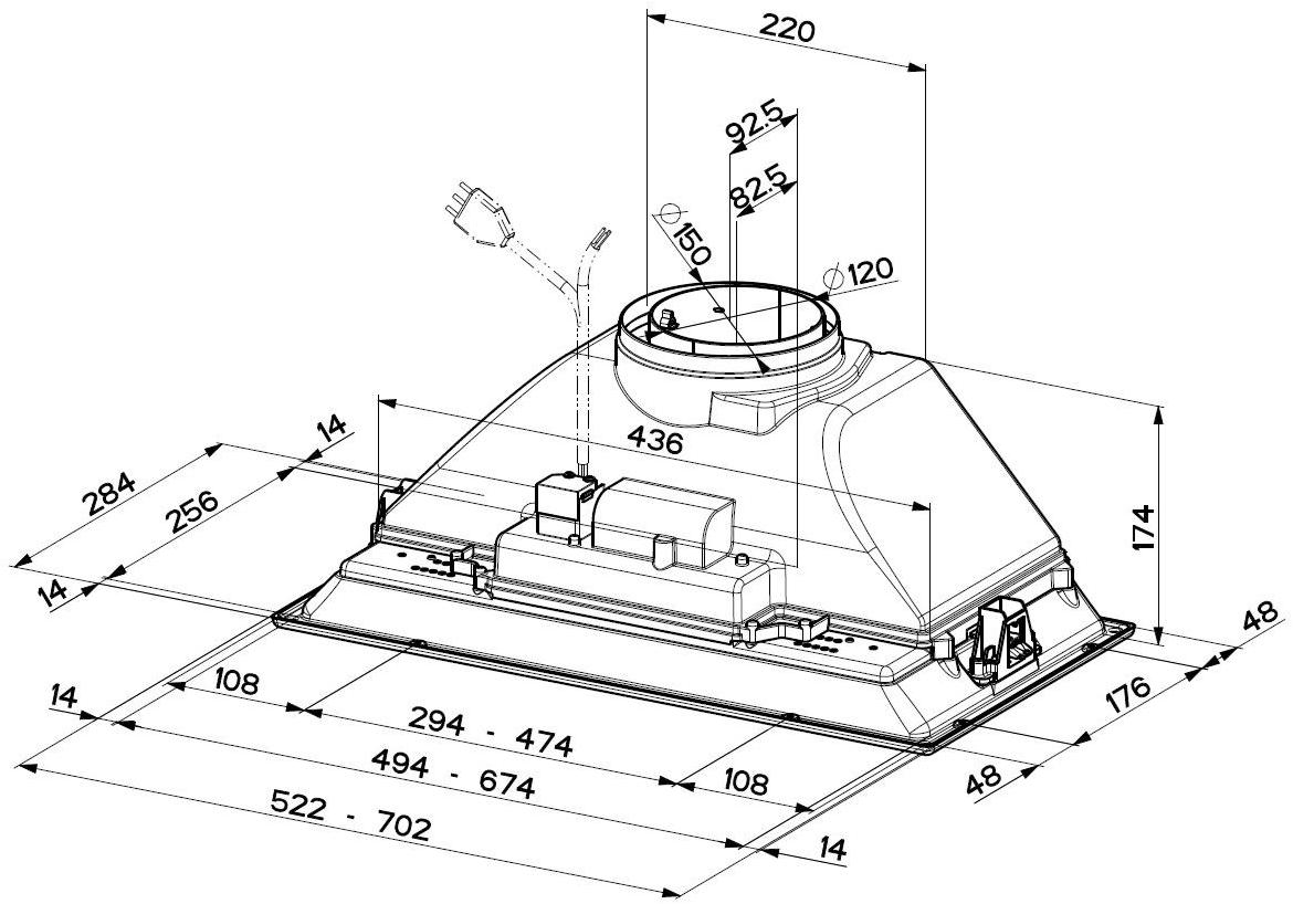 FABER Встроенная вытяжка в современном стиле с активированным углем из нержавеющей стали со встроенным освещением класса b sun-id-1474953 - Вид №3