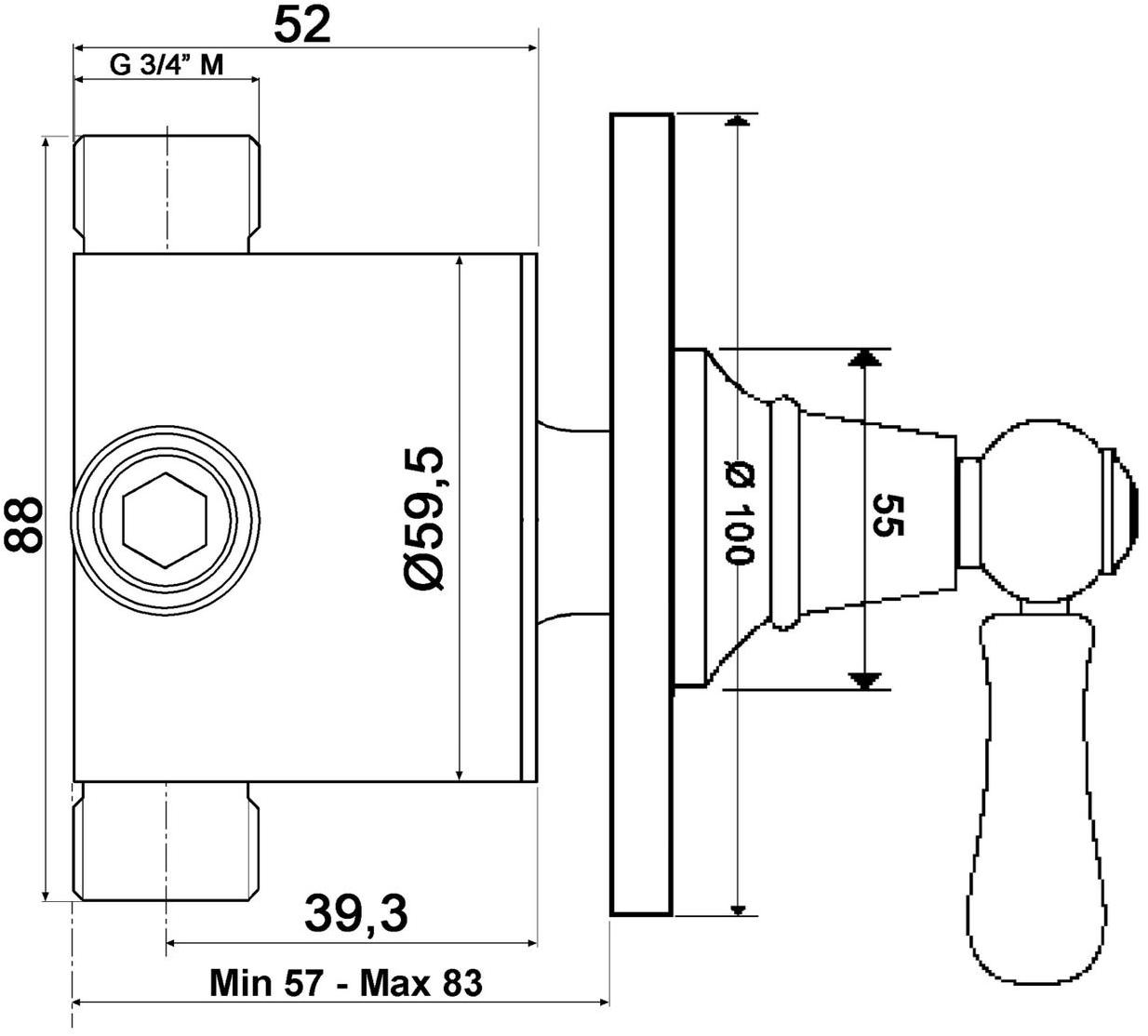 rvb Переключатель для душа на 4 направления Flamant butler 1950.11.89-wo - Вид №1
