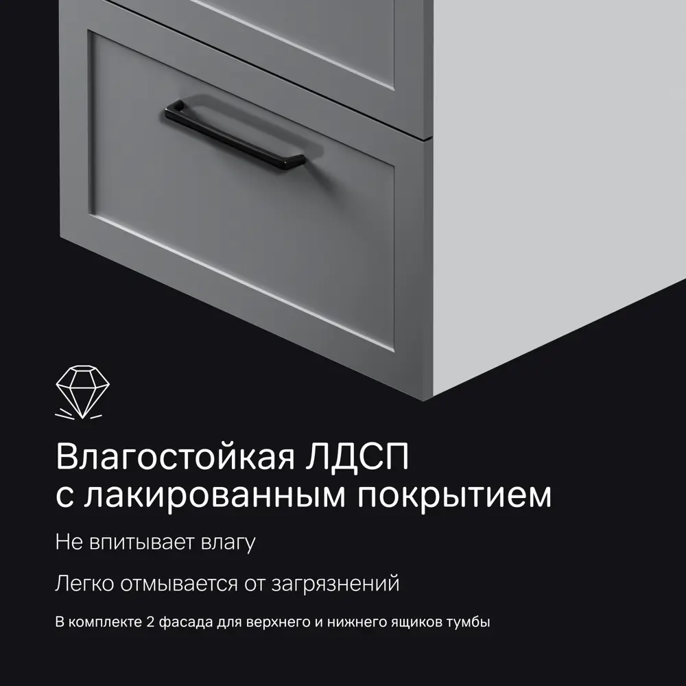 Комплект фасадов для тумбы AM.PM Force M9FFFM0602GM 33x57 см МДФ цвет серый 2 шт STLM-2112568 - Вид №8