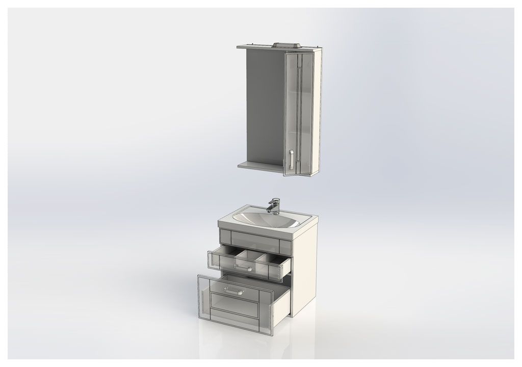 Мебель для ванной Aquanet Рондо 60 белый (2 ящика) 00195704 - Вид №7