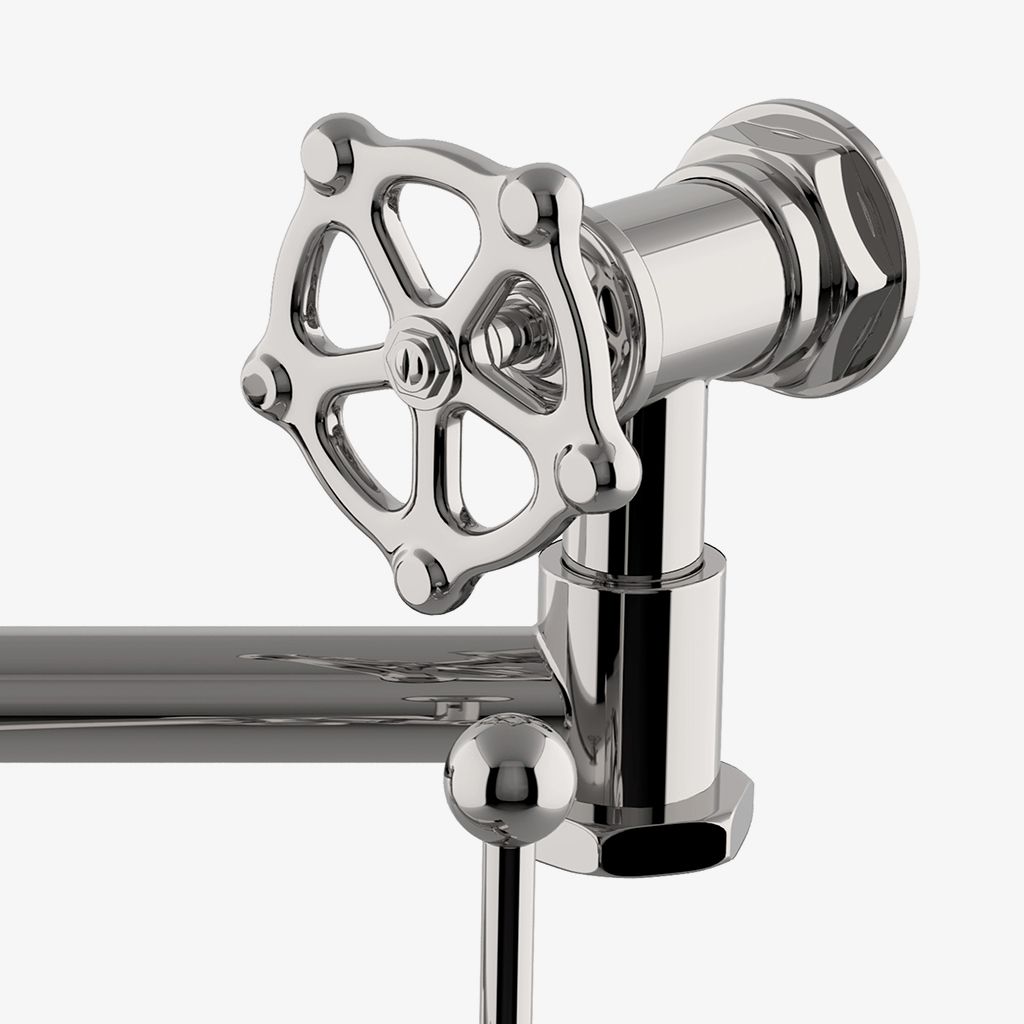 RGPF02 Настенный шарнирно-сочлененный наполнитель для горшка регулятора с металлическим колесом и рычажной ручкой Waterworks  - Вид №1