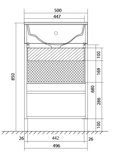 У84223 Тумба с раковиной July 50П 1д. Белый глянец 1 Marka JULY - Вид №7