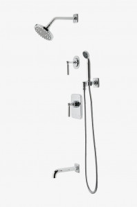 LDSP18 Душевой комплект Ludlow с балансировкой давления с 6-дюймовой лейкой для дождя, ручным душем, изливом ванны и рукояткой отводного рычага Waterworks