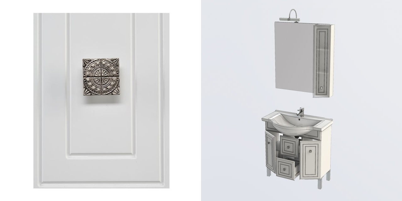 Комплект мебели Aquanet Стайл 85 белый (2 дверцы 2 ящика) 00181585 - Вид №3