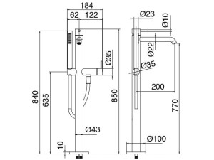 Смеситель для ванны с ручным душем