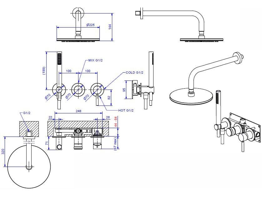 Набор для ванной из хромированной латуни Bugnatese Kobuk ARCH-00122967 - Вид №2
