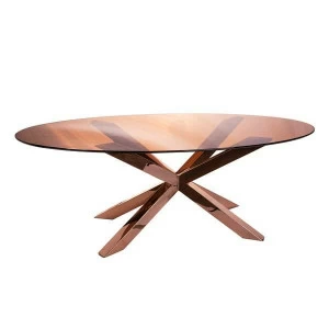 Журнальный столик стеклянный с ножкой розовое золото Fusion B UNICO  248848 Золото