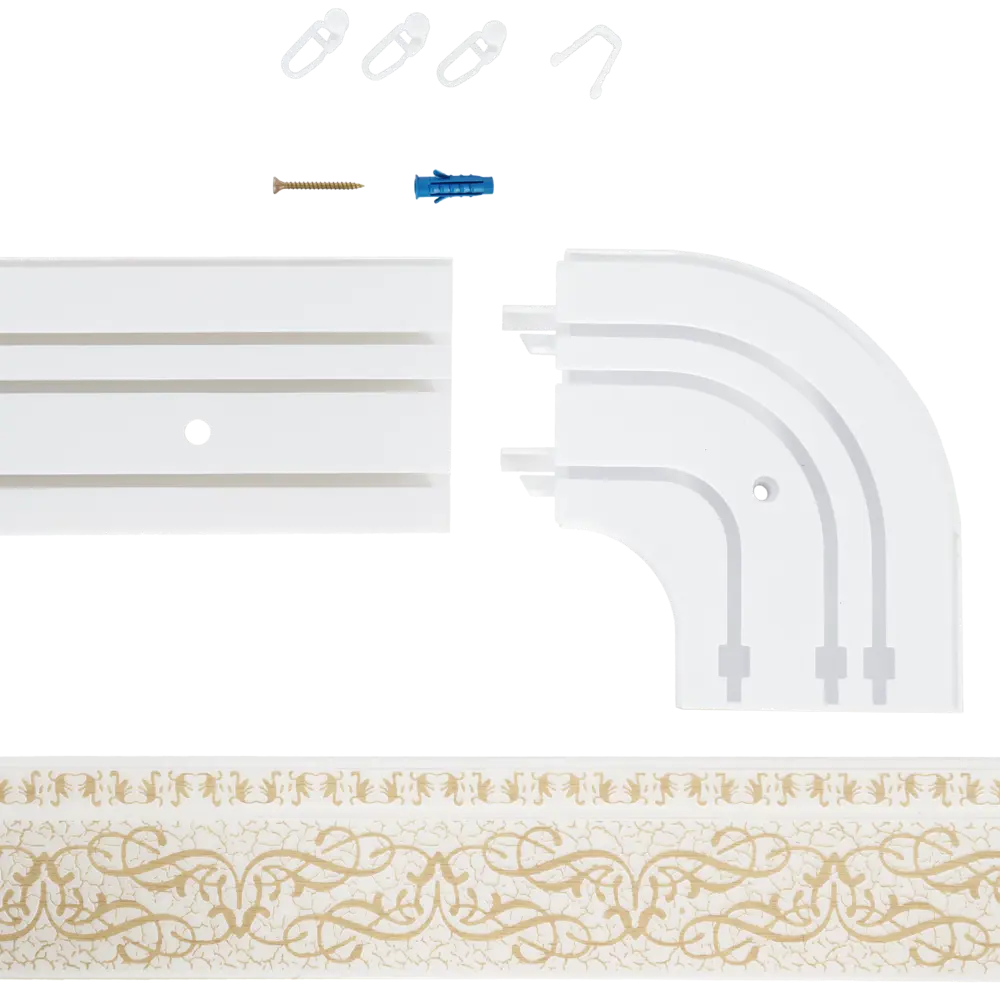 Карниз трехрядный Прима 240 см пластик цвет ваниль DOMLEGRAND STLM-2119139 - Вид №2