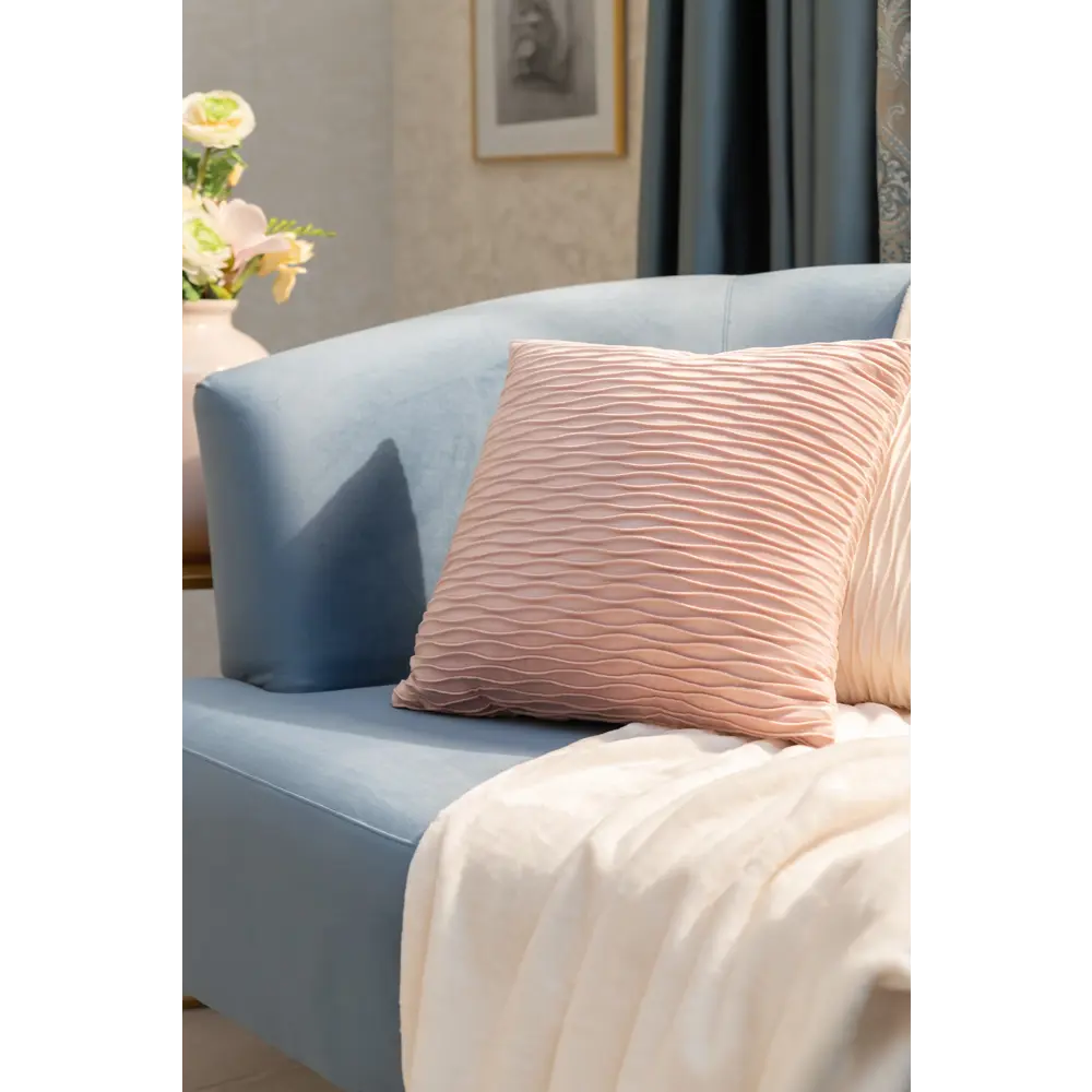 Подушка Барокко 45x45 см цвет светло-розовый 88106372 STLM-2050179 LINEN WAY  - Вид №3