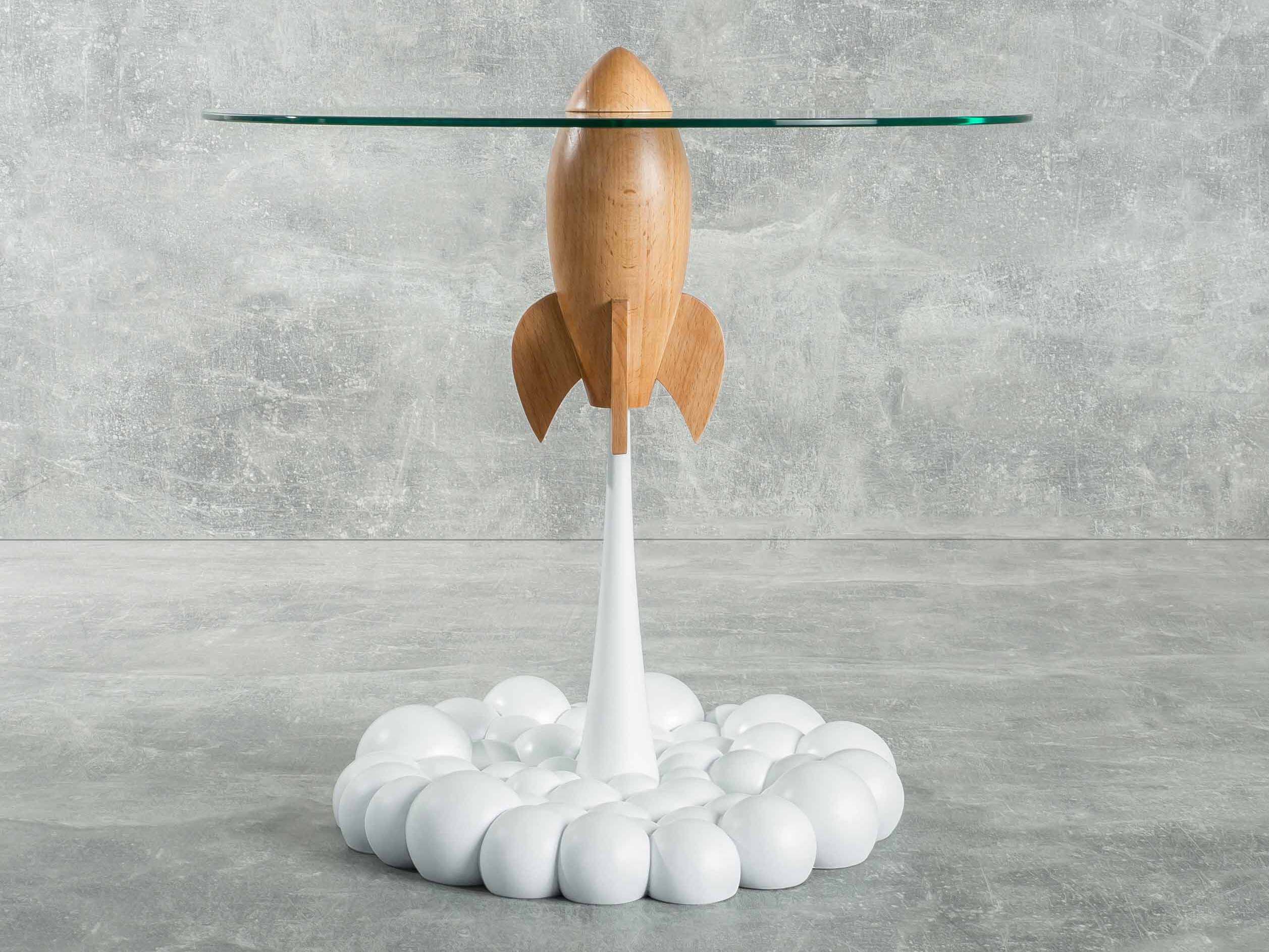 Стеклянный круглый журнальный столик LO Contemporary SINGLE ROCKET ARCH-00090106 - Вид №1