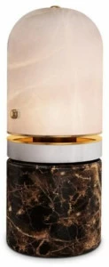 Porustudio Настольная лампа из мрамора Emperador и абажур из алебастра