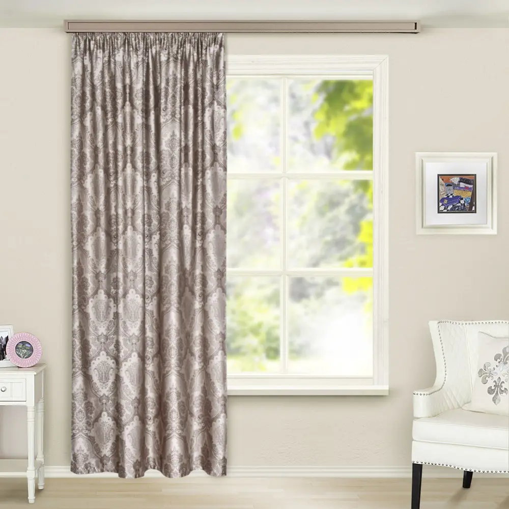 Штора на ленте «Вензель» 160х260 см жаккард цвет кофе WITERRA STLM-2034422 - Вид №2