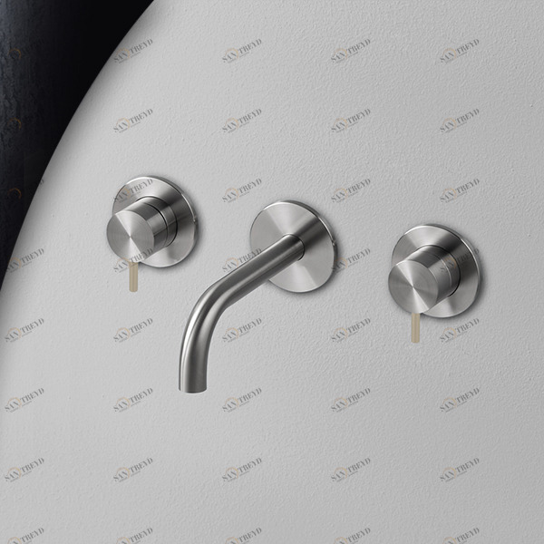 Смеситель для раковины сталь матовая с бежевой ручкой Toki Radomonte TKI28SCIL28