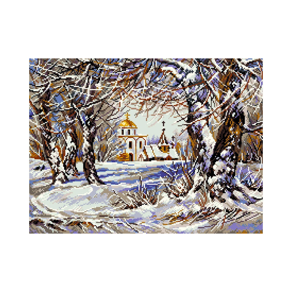 1855 Канва/ткань с рисунком Рисунок на канве 33 см х 45 см "Воскресное утро" Матренин посад 