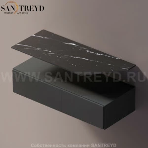 Agape ELL Подвесная столешница с возможностью установки 1-2 раковины. Размер: длина от 120 см до 140 см. Отделка: черный мрамор AELLN1MCA1214ED