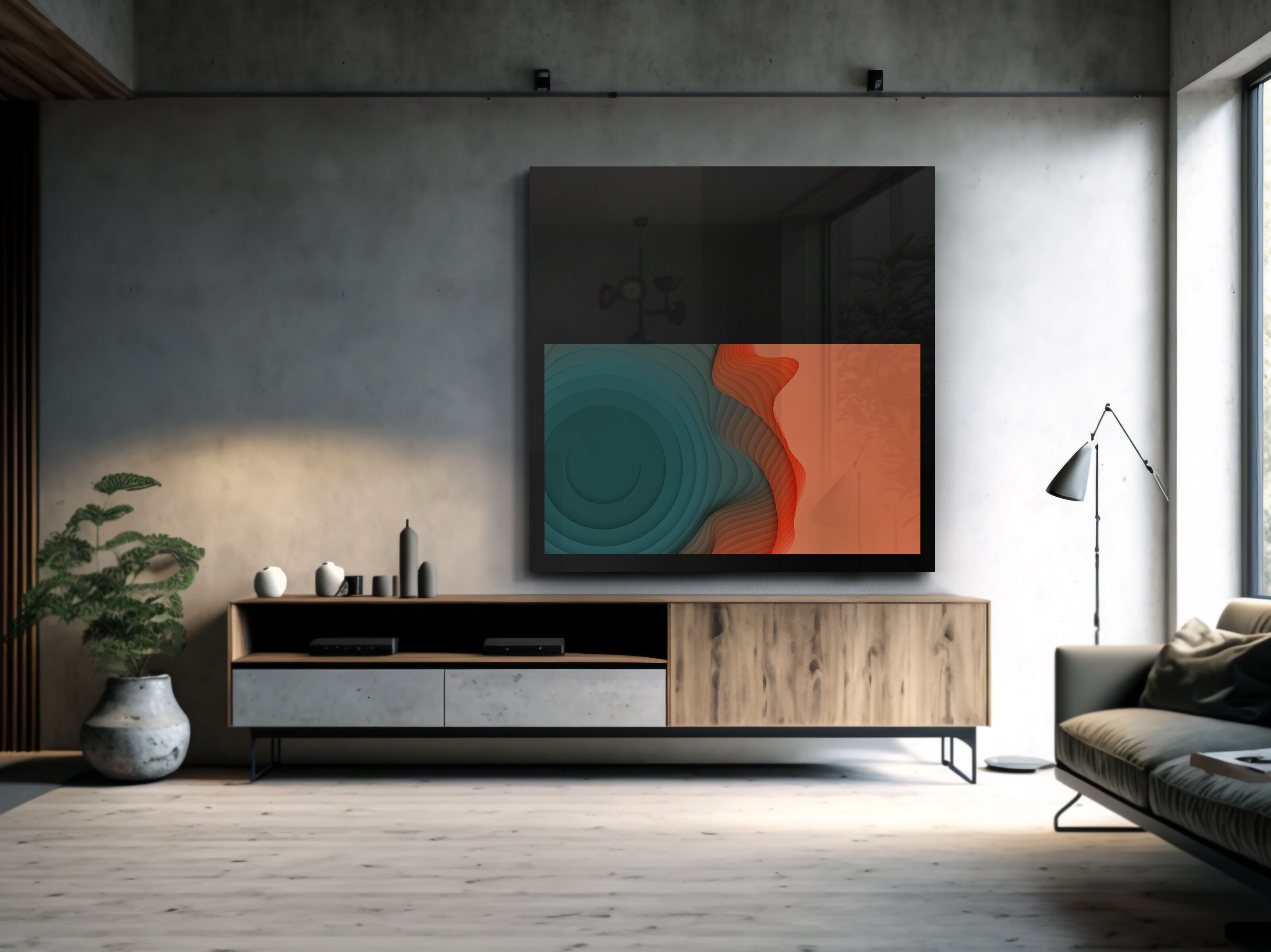 Прямоугольное настенное зеркало со встроенным отсеком для телевизора с антибликовым покрытием NEOD Neptune ARCH-00080100 - Вид №2