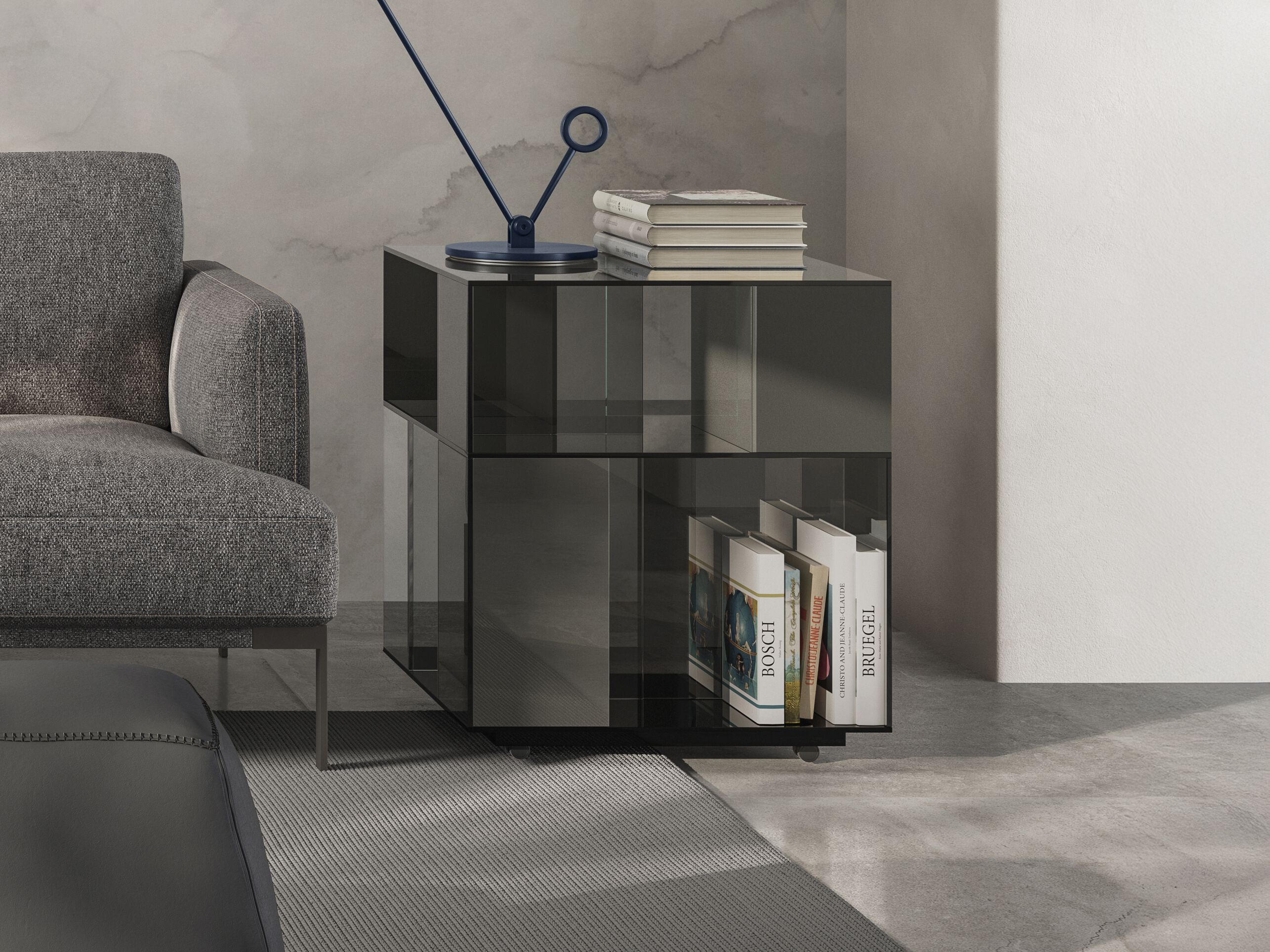 Высокий квадратный стеклянный журнальный столик с колесами Natuzzi Italia LABIRINTO ARCH-00123880 - Вид №2