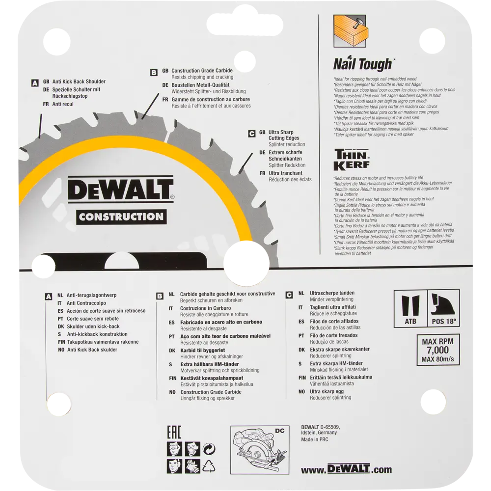 Диск пильный по дереву с гвоздями 184х20 мм DeWalt DT1951, 24 Т 82251931 STLM-2137385  - Вид №3