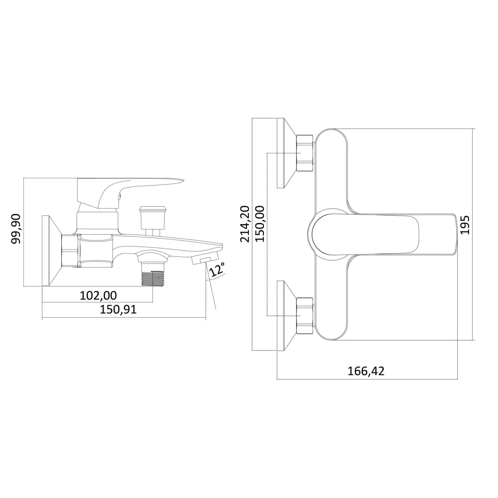 Смеситель для ванны DAMIXA Willow - хром, однорычажный 89346496 STLM-1397346 - Вид №3