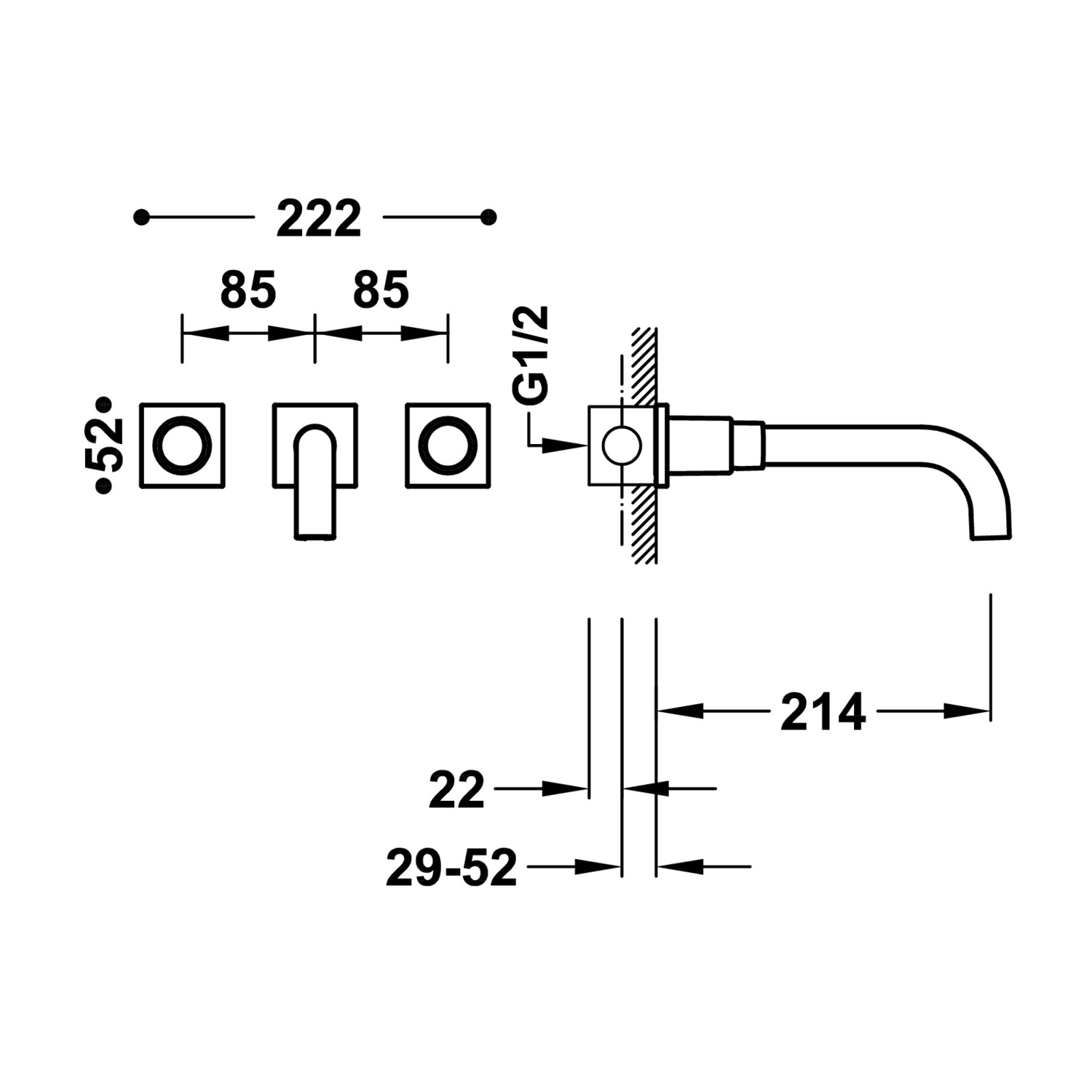 ПРОЕКТ-TRES Скрытый смеситель для умывальника с двумя ручками-21115201KM TRES Project - Вид №1