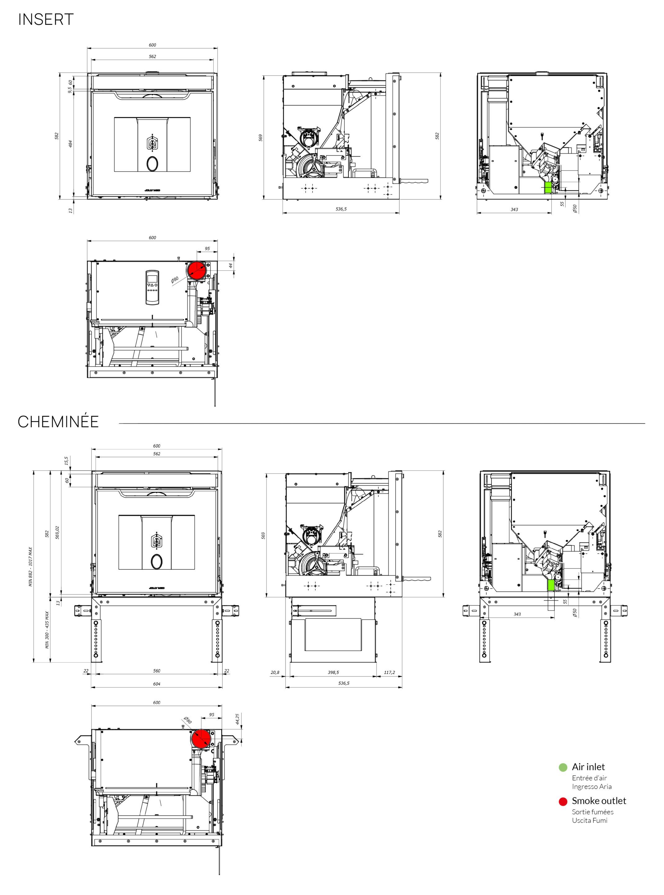 Вставка для камина на пеллетах класса A+ Jolly Mec воздушные системы ARCH-00079849 - Вид №2