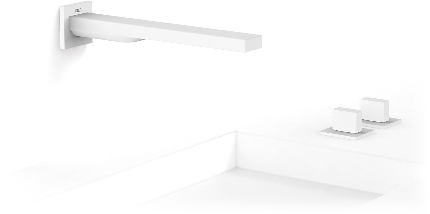 ТОНКИЙ скрытый смеситель для умывальника с двумя ручками-20223901BM TRES