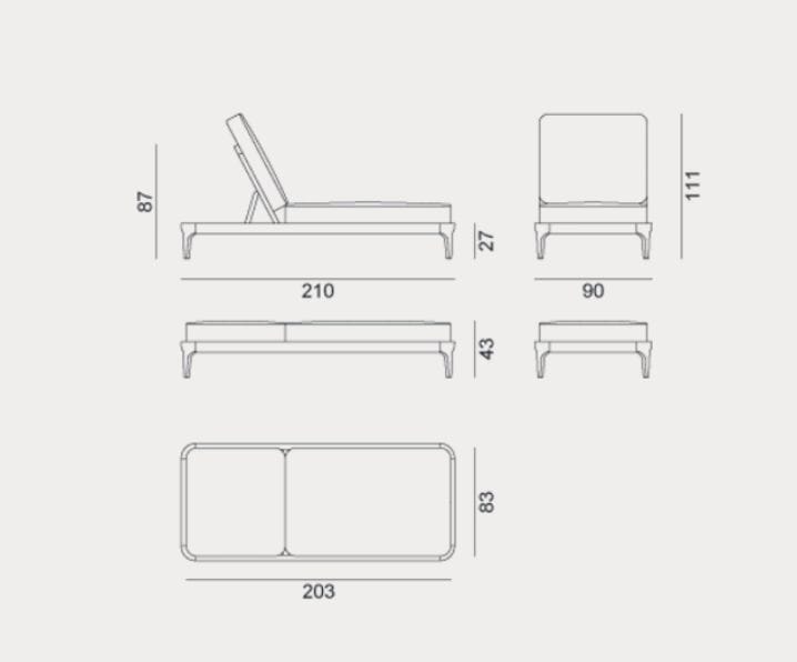 Садовая кровать с откидной спинкой из тикового дерева Gervasoni Gervasoni Outdoor ARCH-00136671 - Вид №2