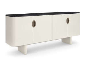 Деревянный шкаф с распашными дверями и мраморной столешницей