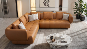 Кожаный угловой диван