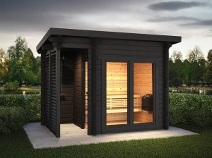 Деревянная сауна на открытом воздухе