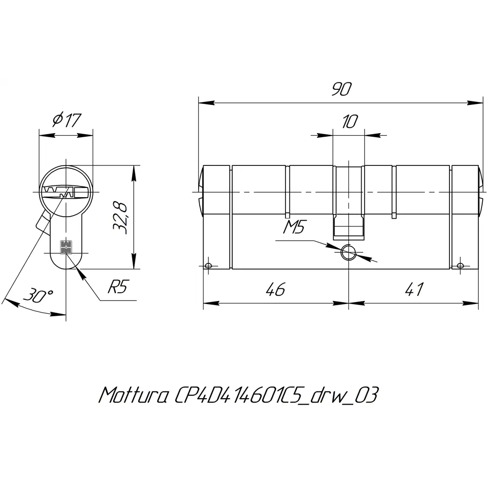 Цилиндр Mottura Champions Pro CP4D414601, 36x10x41 мм, ключ/ключ, цвет матовый никель STLM-2082675 - Вид №4