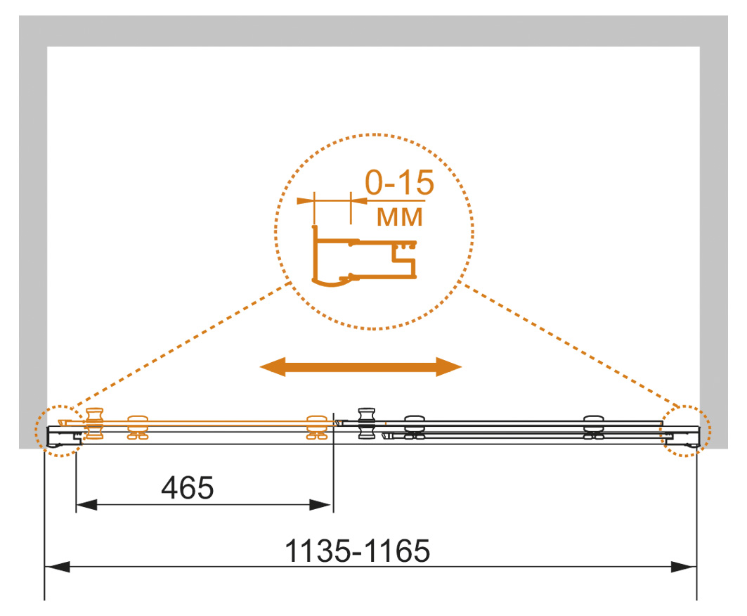 Душевая дверь в нишу CEZARES PRATICO-BF-1-115-P-Cr - Вид №8