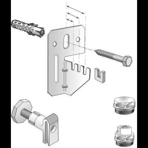 Комплект кронштейнов с заглушкой и воздухоотводчиком VOGEL&NOOT для крепления радиаторов (тип K) бок FBW1013ZF - Вид №1