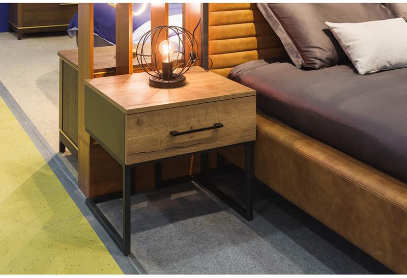 1720 Тумба прикроватная Loft Дуб натур/Бетон R-HOME 4009297h_Натур - Вид №9