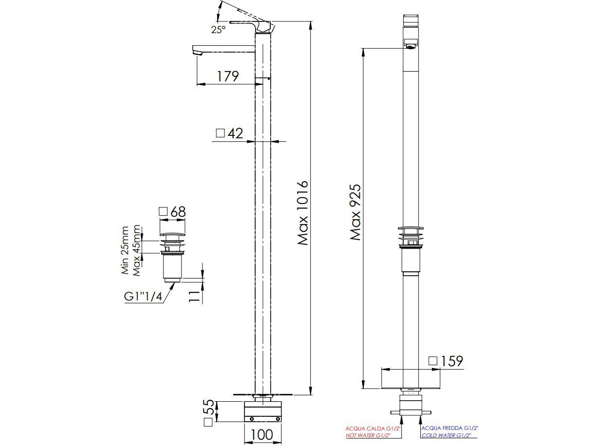 Однорычажный смеситель для раковины Rubinetterie Mariani Rebel ARCH-00138595 - Вид №2