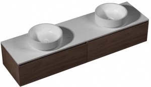 L'ANTIC COLONIAL Двойная подвесная тумба под умывальник из натурального камня и дерева Karon