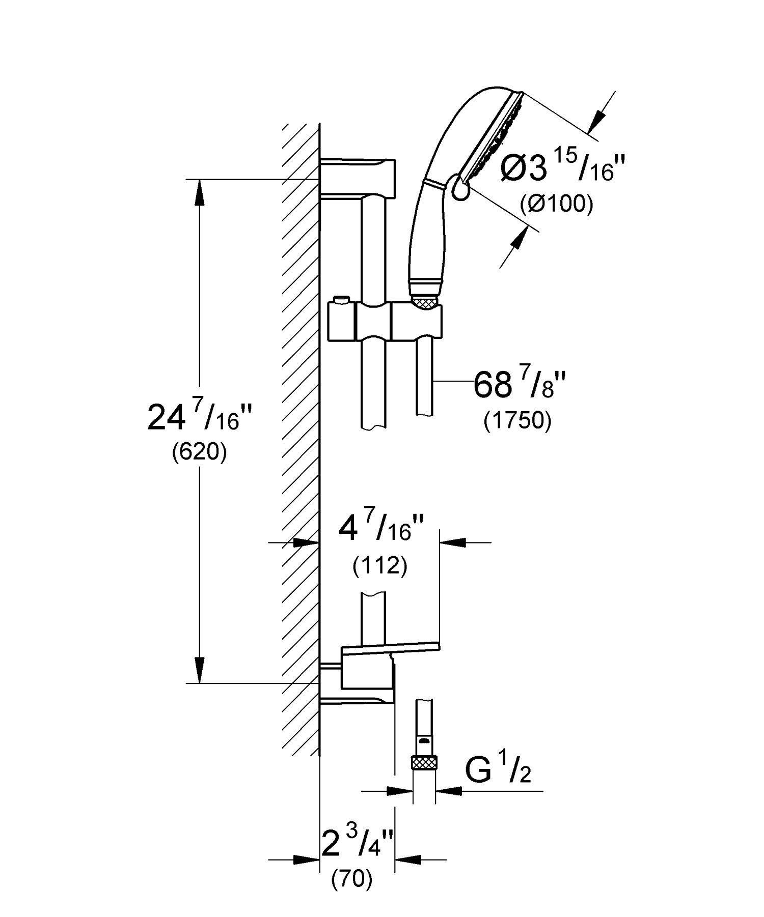 Подъемный стержень с ручным душем с шлангом с мыльницей Grohe Storma Rustic ARCH-00116433 - Вид №3