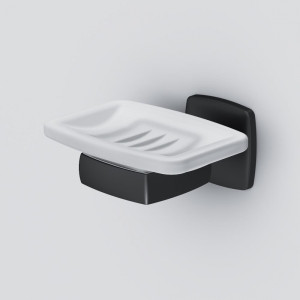 A9034222 Стеклянная мыльница с настенным держателем черная AM.PM Gem