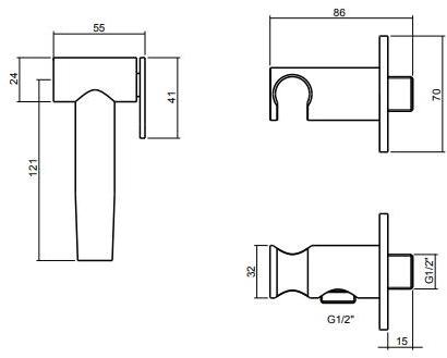 Quadrodesign Настенный ручной душ с опорой Complementi sun-id-1466946 - Вид №4