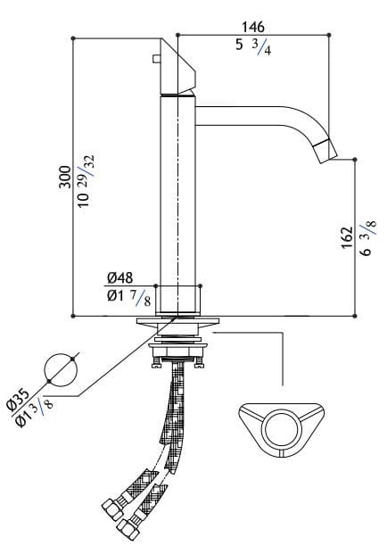 Однорычажный смеситель для раковины из нержавеющей стали MGS ARCH-00022133 - Вид №1
