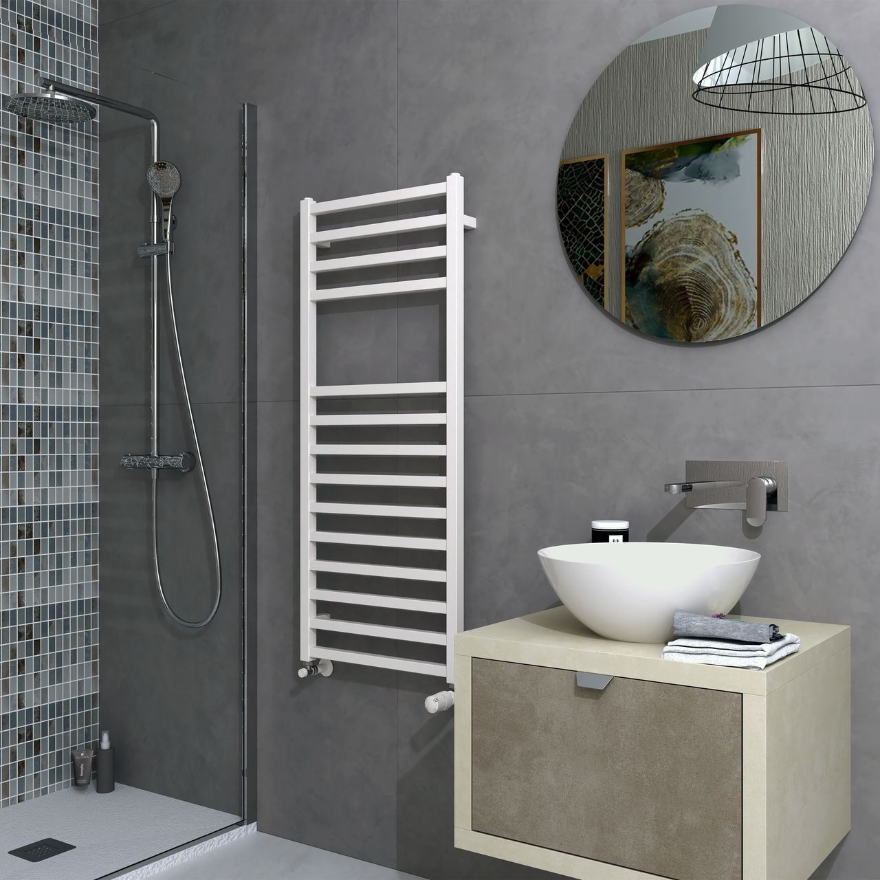 Настенный стальной полотенцесушитель с горячей водой Ercos Square ARCH-00113034 - Вид №7