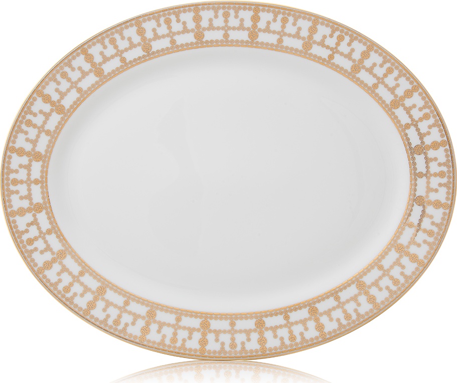 10586077 Haviland Блюдо овальное 40см "Тиара" (белый, золотой декор) Фарфор 