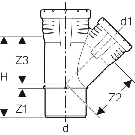 393.534.14.1 Тройник Geberit Silent-Pro 45° Geberit  - Вид №2
