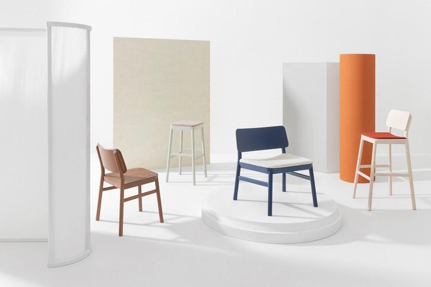 Billiani Высокий табурет из бука со встроенной подушкой Drum 077 - Вид №1