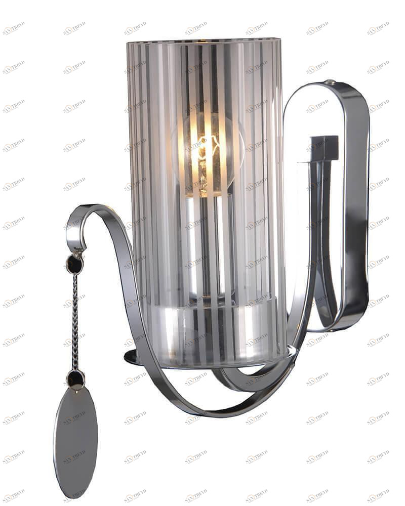 Бра со стеклянным плафоном дымчатое "Илис" 3303/1W-CR-SNS-CL LUMIEN HALL ИЛИС 00-3929716 Прозрачный;серебро 